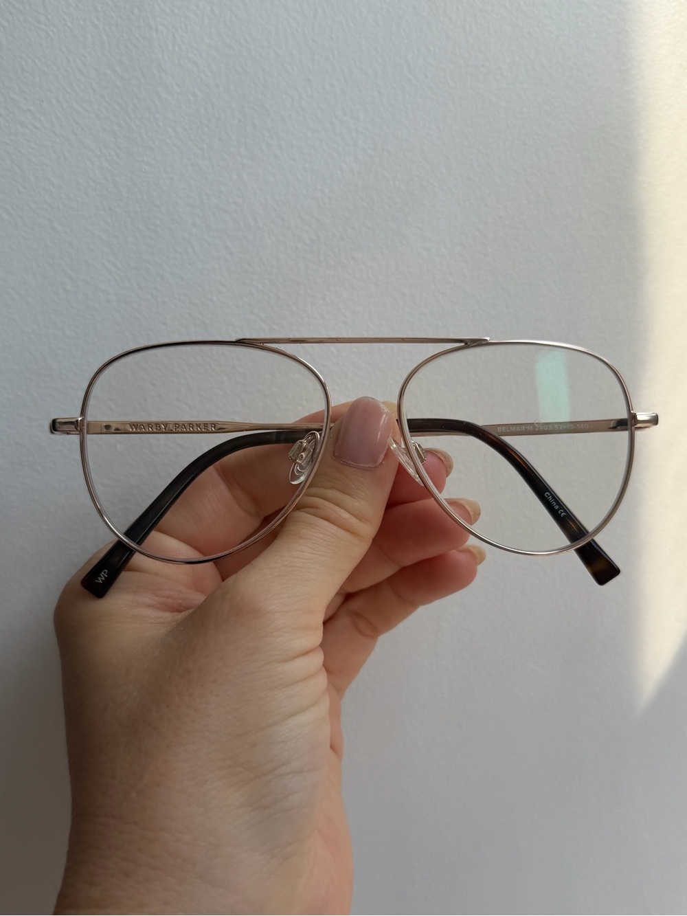 Warby Parker Belmar Aviator Eyeglasses Frames Rose Gold 52-15-140